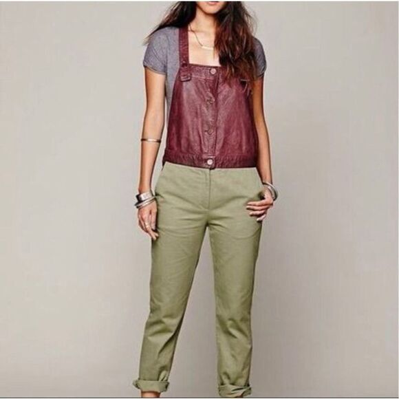 What Goes Around Comes Around Womens Green Tempest Straight Leg Overalls Medium - Picture 14 of 14